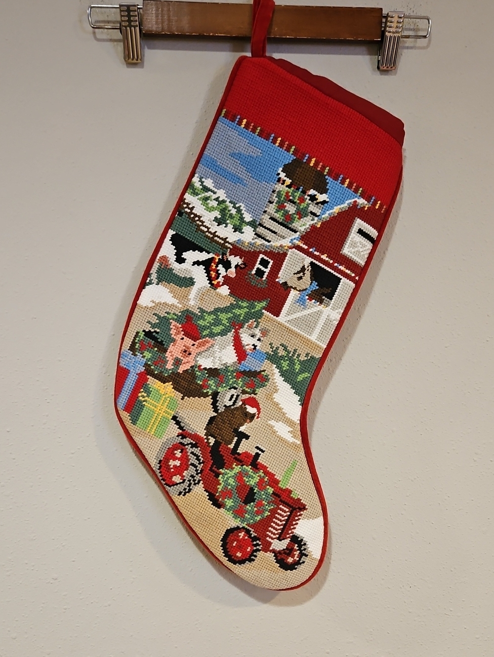 Needle Point Farm Christmas Stocking